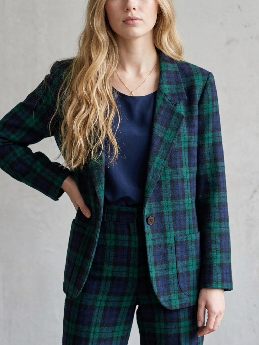 Vtg Jack Winter Wool blend heritage plaid dark academia preppy festive blazer